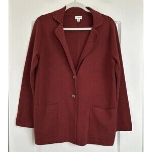 J Crew Two Button Sweater Blazer Womens Size XS Burgundy Red Cotton BS881 Preppy